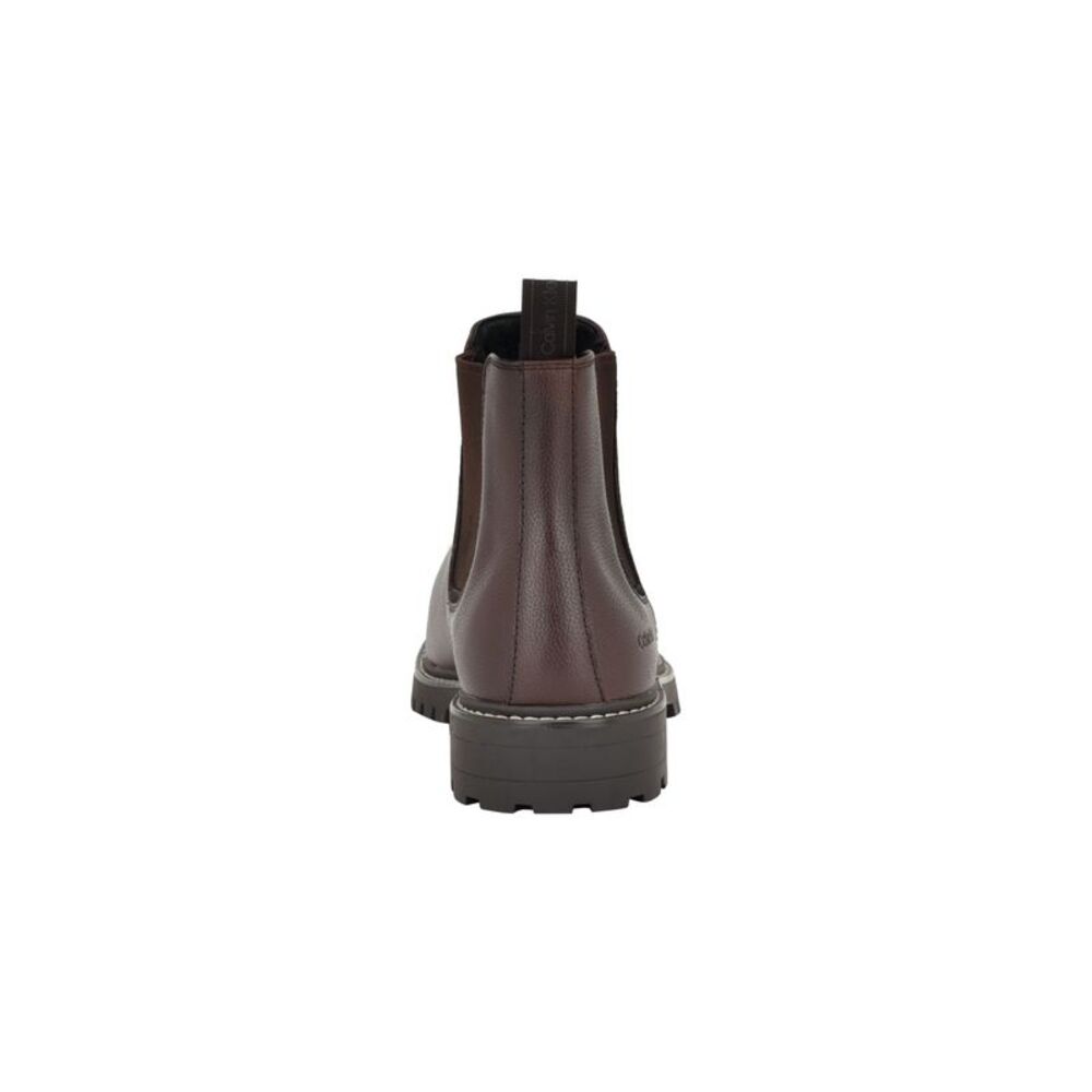 CALVIN KLEIN Mens Brown Back Pull-Tab Letrel Almond Block Heel Chelsea Boot 10 - Picture 2 of 4